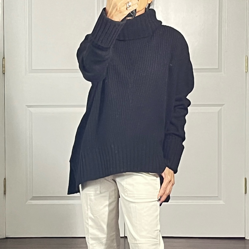 Anthropology Moth black wool blend oversized sweater size S - Picture 2 of 12